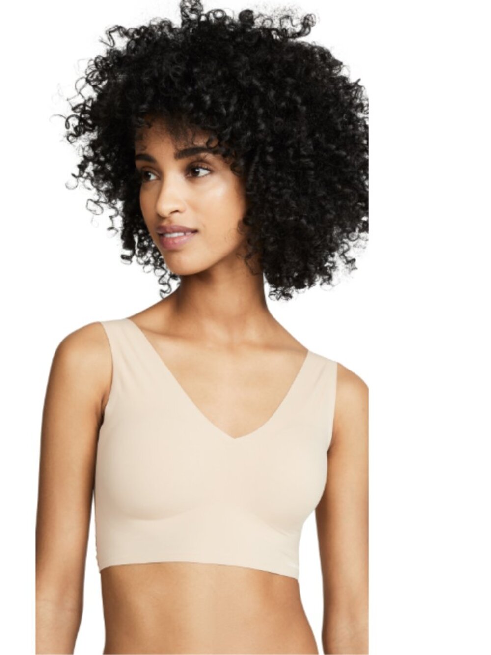 Calvin Klein Women Invisibles Lightly Lined V-Neck Bralette  Beige Size XS 10289